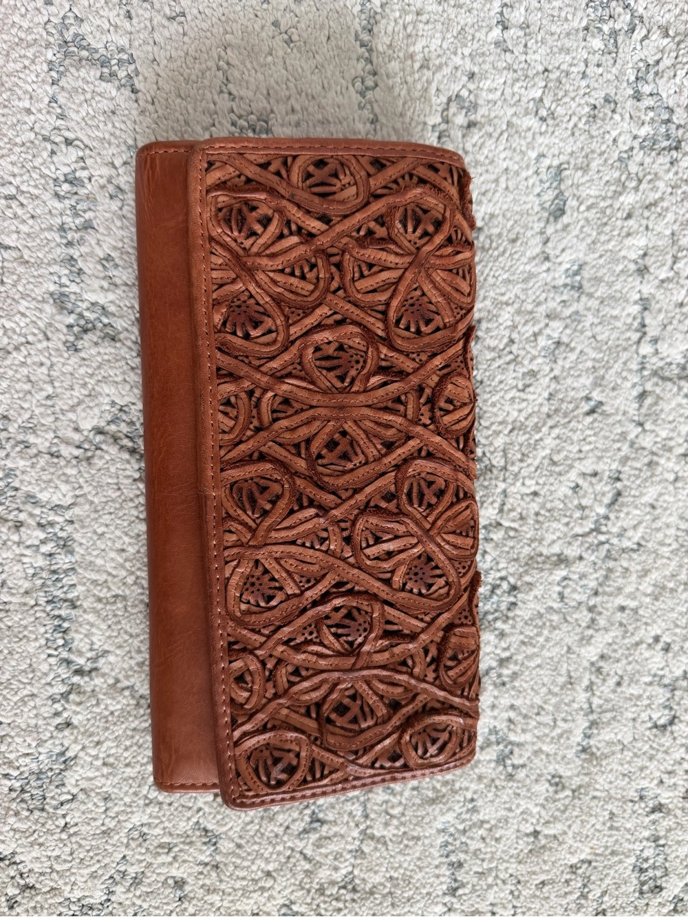 Brown Woven Leather Clutch Wallet